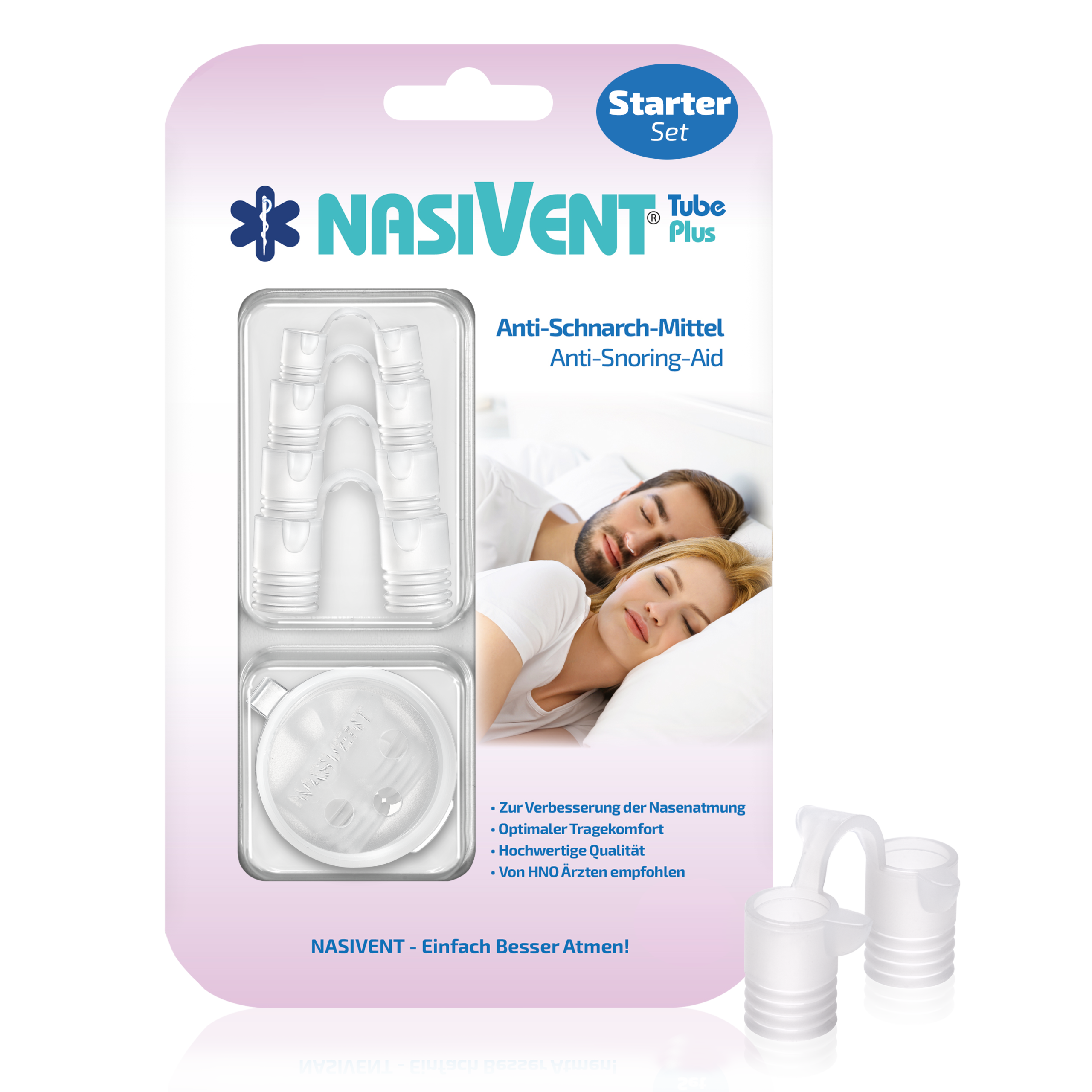 Kit inicial NasiVent Tube Plus com os cinco tamanhos de dilatador nasal